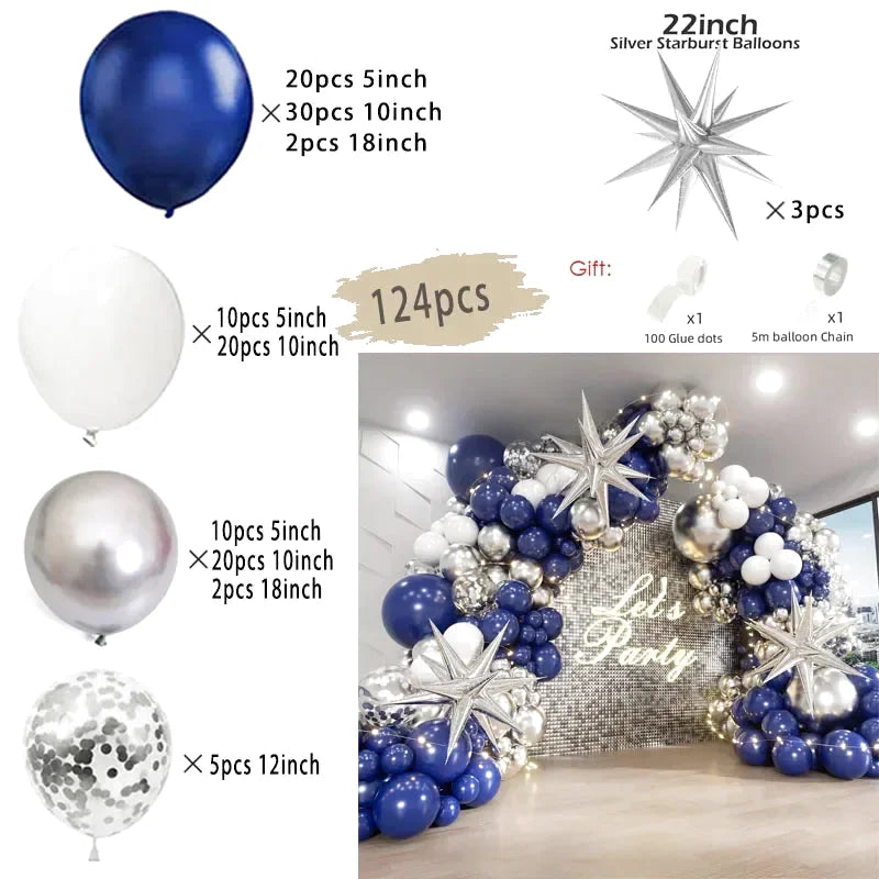 White and Blue Balloon Garland - Balloon Garland
