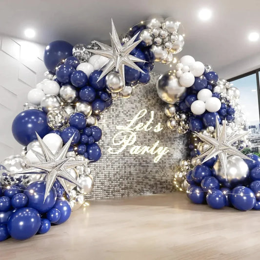 White and Blue Balloon Garland