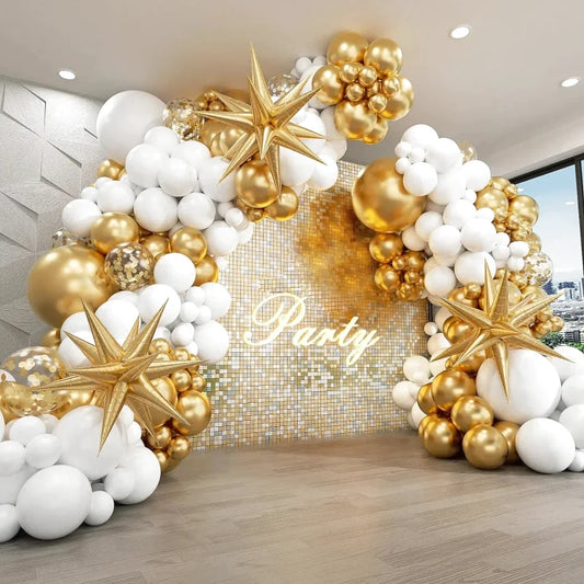 White and Gold Balloon Garland